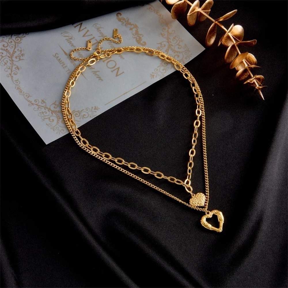 Zara Heart 2-chain Pendant Multi-Chain Baroque Gold Bead